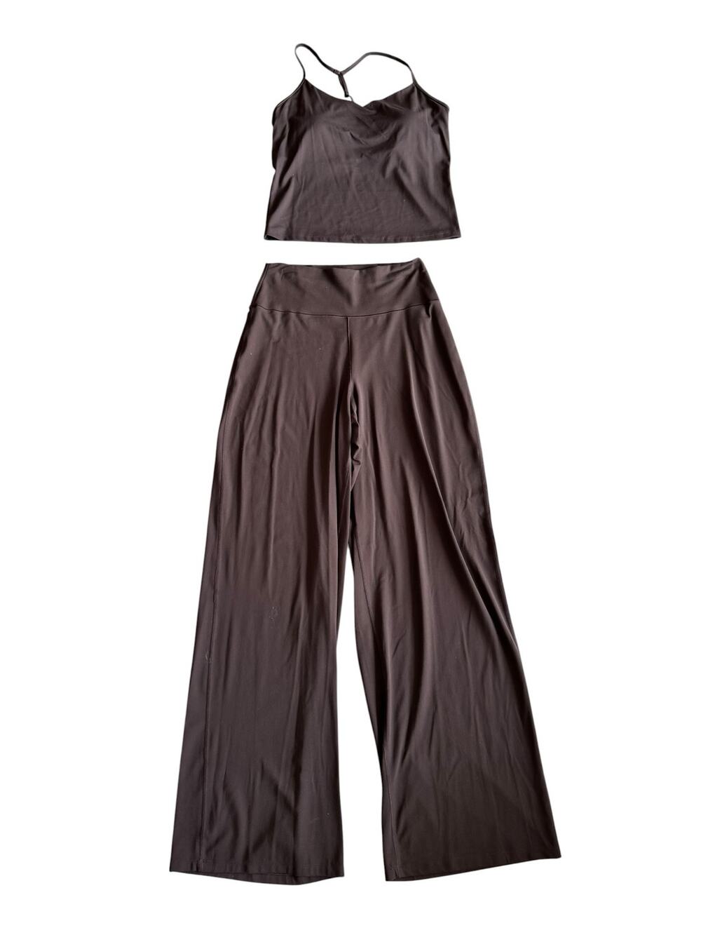 OLD NAVY STUDIO SMOOTH HIGH-RISE BROWN LEGGING/TANK SET SIZE L TALL